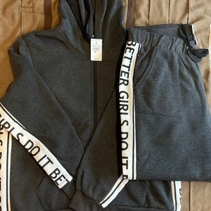Ashley Stewart Girls do it Better Hoodie sweater jacket and jogging pants